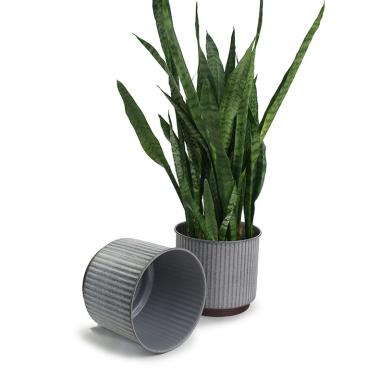 8  ribbed solid iron spun planter grey glazed bn47 1rb wholesale