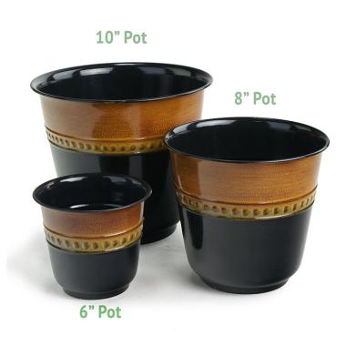 625  solid iron spun planter blackbrown glazed bn106 1 wholesale pot