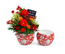 5x4 solid iron metal pot red floral by75 1r wholesale containers