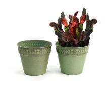 7  solid iron spun planter green 6  pot bn45 1gr