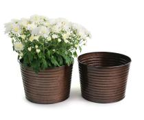 10  metal pot ribbed copper finish by10 1rcp wholesale containers pails