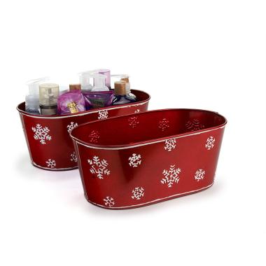 tin oval tub translucent red snow flakes by82 1sfr wholesale metal
