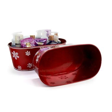 tin oval tub translucent red snow flakes by82 1sfr wholesale metal