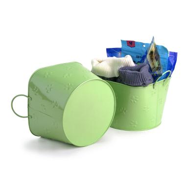 85  metal embossed paw print bucket lime green by02 1plg wholesale