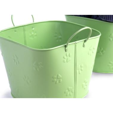 85  metal embossed paw print bucket lime green by02 1plg wholesale