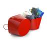 85  metal embossed paw print bucket red by02 1prd wholesale containers