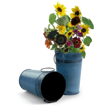 5.5" French Bucket Antiqued Blue Wash