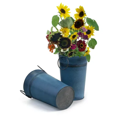5.5" French Bucket Antiqued Blue Wash