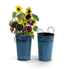 5.5" French Bucket Antiqued Blue Wash