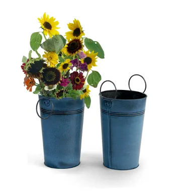 5.5" French Bucket Antiqued Blue Wash